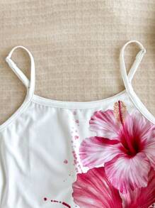 Tween Girls' Casual Fashionable Tropical Print Camisole - Pink - View 4