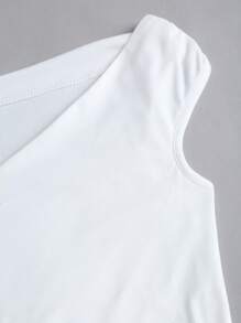 Sweetra Blusa ajustada sin mangas con bajo asimétrico, versátil, para primavera/verano - Blanco - Ver 5