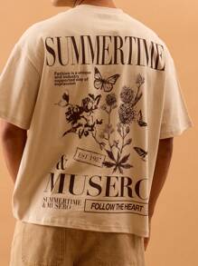 Musero Men Oversized Jersey Graphic Short Sleeve T-Shirt Drop Shoulder Style Summer Spring Holiday Vacation - Grey - View 6