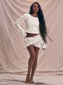 MUSERA Long Sleeve Soft Flare Sleeve Top Holiday Soft Serve Airport Holiday Back To School Autumn Fall Winter  ,Elegant - Cream - View 4