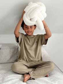 DAZY Tween Boys Raglan T-Shirt & Pants Pajama Set - Army Green - View 1