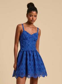 Travachic Embroidered & Rhinestone Decorated Spaghetti Strap Sleeveless Waist Cinched Summer Casual Dress,Summer,Vacation Outfits Woman,Vacay Outfits Women,Beach Vacation Outfits,Summer Outfits For Women,Summer Dresses For Women,Dresses For Women,Summer Dress