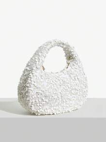 SHECARRY Women's Glitter Design Glamorous Party Handbag, White - White - View 7