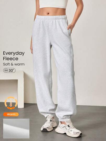GLOWMODE 30'' Everyday Fleece Be Comfy Oversized Fit Adjustable Drawstring Waist Basic Joggers With Side Pockets Daily Casual Fall Winter
