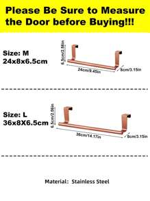 SHEIN Basic living 1PC Rose Gold Single Rod Towel Rack Cabinet Door Back Type Hanging Rack Non-Punched Towel Rod - Champagne - View 9