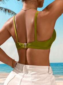 Swim DD+ Damen Bikini-Oberteil in Einfarbig mit Verdrehtem Träger