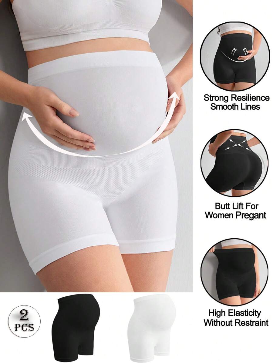 2 件装 女士无缝舒适孕妇提臀腹部支撑低腰三角裤