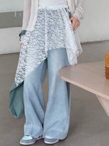 Dazy Kids Tween Girl Casual White Lace See-Through Skirt