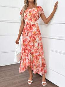 Miaspire Women Long Dress With Short Sleeve, Fashion For Summer,Bodycon Dress,Summer Outfits, Floral Dress Vacation Outfit For Women Spring Sunmmer - Multicolor - View 5