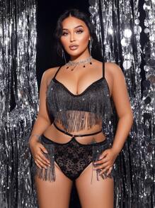 SHEIN 2件套蕾丝内衣套装（无钢圈、丁字裤）