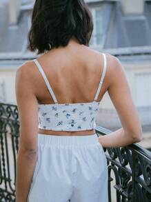 lacRébo Mignon Bralet à Broderie Floral Angalise d'Été à Fermeture Avant