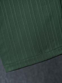 Teenager (Male) Casual Street Chic Academic Urban Short Sleeve Shirt And Long Pants 2pcs Set, School, Campus, College - Dark Green - View 5