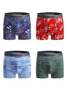 Snug Zone Celana Dalam Boxer Pria Kasual Rajut Motif Geometris Aneka Warna dengan Detail Pita - MultiWarna - View 1