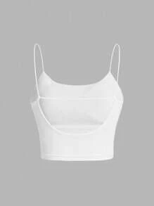 SHEIN 2pcs/Set Teen Girls Casual Minimalist Cropped Racerback Camisole With Padding, Suitable For Summer
