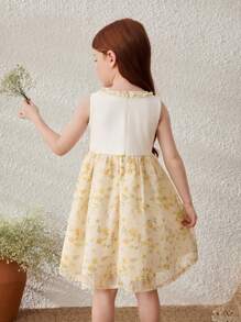 Blossori Vestido de vacaciones sin mangas con bordado floral para niñas jóvenes - Multicolor - Ver 2