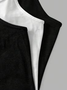 Teens Girls 3-Pack Simple Comfortable Adjustable Strap Fitted Camisole - Black - View 8