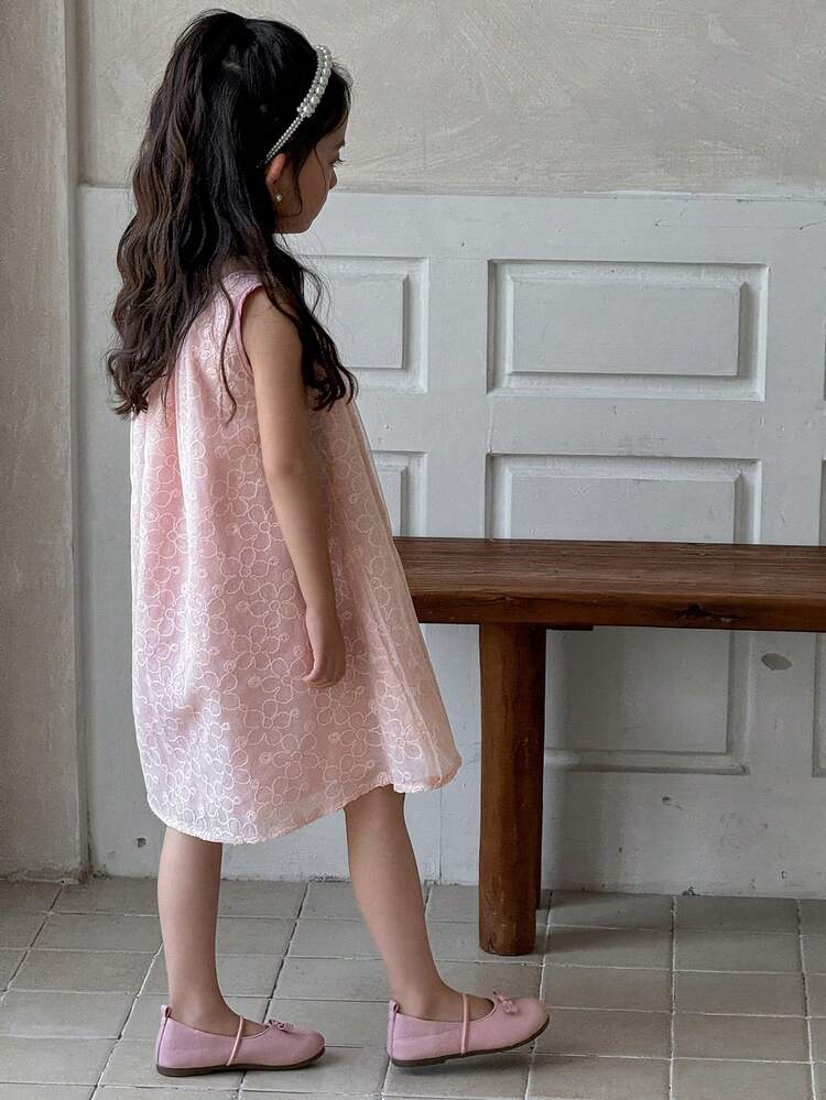 Young Girls Sleeveless Round Neck Casual Dress For Summer
