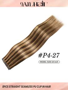 P4/27 Chocolate Brown To Caramel Blonde Clip In Hair Extensions Real Human Hair Natural Remy Human Hair Extensions Seamless Clip Ins For Women - SP4/27 - View 2