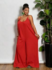 Slaydiva 新潮锐舞、复活节、老钱风、乡村音乐会、外出、仙女风、音乐节、热带度假女装；夏季、春季、欧洲夏季服装；大码西部牛仔装；音乐会、毕业典礼服装；百搭、简约、休闲、性感基础款；大码扎染无袖连体裤/连身裙 - 紅色 - 查看 9