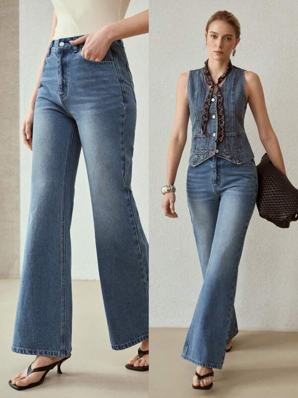 MOTF PREMIUM SLANT POCKET FLARE LEG JEANS