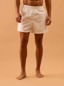 Musero Men Pinstripe Elasticated Waistline Swim Short Summer Spring Holiday Vacation Beach