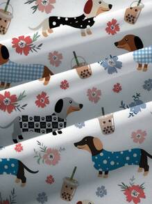 PopScrub Summer Floral & Cute Dog Printed Casual Nursing Scrub Uniform Top For Women - Multicolor - View 3