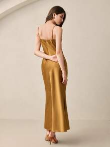 BizChic Váy dài có dây đeo vai cho nữ 2025, Trang phục công sở thường ngày, Thích hợp cho khu nghỉ dưỡng bãi biển, Khách dự tiệc cưới, Lễ hội nhạc đồng quê, Bữa trưa, Trang phục sân bay, Phong cách Stockholm cổ điển thập niên 90, Quý cô độc lập người Mỹ - màu nâu - Xem 3