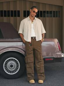 AXEPEAK Multiple Sizes Loose Fit Collared Short Sleeve Shirt For Men, With Hand-Embroidered Floral Design, Streetwear-Inspired - Multicolor - View 5