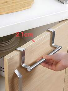 SHEIN Basic living 1 Pieza Estante De Toalla De Varilla Simple De Plata Para Colgar En La Puerta Del Gabinete Sin Perforaciones