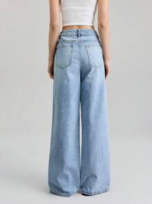 Ontre 2025秋冬女装，女士秋冬装，返校装，万圣节，圣诞节，商务休闲装，复古端庄优雅百搭基础款，纳什维尔服装，女士不对称腰部口袋休闲牛仔裤