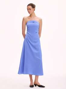 Chiquease Women's Solid Color Ruched Elegant Simple Camisole Dress - Baby Blue - View 1