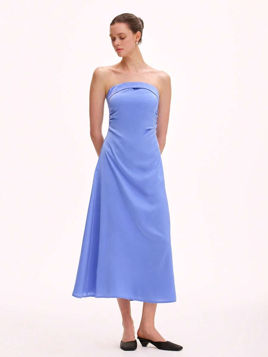 Chiquease Women's Solid Color Ruched Elegant Simple Camisole Dress - Baby Blue - View 1