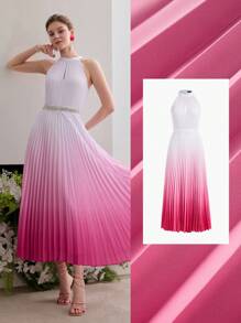 MOTF Soiréza OMBRE PLEATED HALTER COCKTAIL DRESS - Pink - View 7