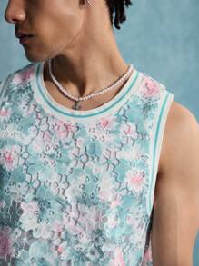 ROMWE MEN Casual 男士花卉印花圆领夏季休闲背心 - 彩色 - 查看 2