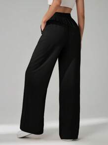 SHEIN Tall Pantaloni casual larghi da donna a vita alta, di colore unico, con cintura