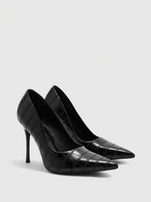 CUCCOO BIZCHIC 女士纯色尖头时尚简约高跟鞋 - 黑色 - 查看 8