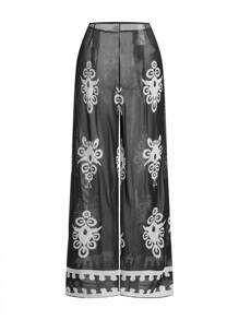 Swim Oasis Oasis Women 1-Piece/2 Pieces Ruffled Shoulder Positioned Print Swimsuit For Summer Beach Vacation - Black and White - View 8