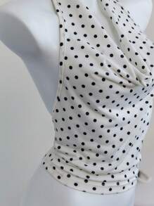 Elamini 女式波点吊带低背修身短款背心