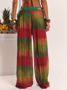 MUSERA Straight Leg Textured Tie Waist Trousers Beach Cover Up Spring, Summer, Ibiza, Holiday, Cute, Festival, Vacation Beachwear, Beach, Boho