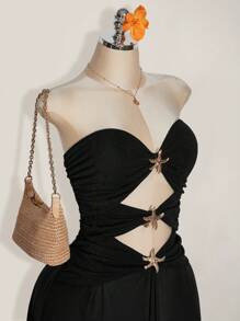 SHEIN ICON Plus Size Starfish Cutout Fitted Waist A-Line Dress