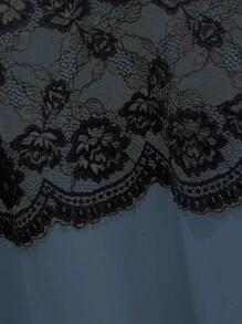 Lacomfia Camiseta casual de cuello redondo y manga corta con bloques de color de estilo retro para tallas grandes - Neblina azul - Ver 4