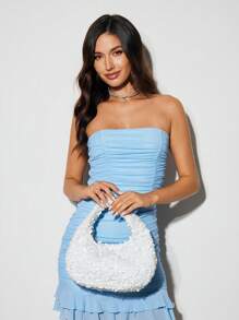 SHECARRY Women's Glitter Design Glamorous Party Handbag, White - White - View 3