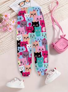 Young Girl Casual Cute Pattern Utility Pants, Suitable For Summer, For Summer - Multicolor - View 2