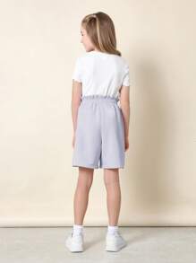 SUMWON Pantaloncini da allenamento in stile athleisure, vita a sacchetto, con coulisse, comodi e traspiranti, adatti per l'estate e l'attività fisica - Viola - Visualizzare 4