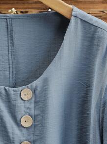 Lacomfia Damen große Größen Hemd mit Knöpfen, einfarbig, lässig, dezent