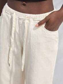 Maija Women's Loose Fit Low-Rise Wide Leg Jeans, Going Out,Autumn Outfits For Women - Apricot - View 5