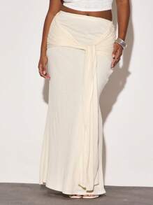 MUSERA Plus Size Tie Detail Maxi Skirt Casual, Spring, Cute, Cool Girl, Casual, Summer