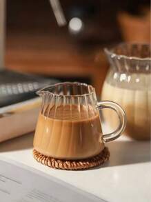 农舍风格玻璃迷你牛奶壶 - 复古条纹咖啡壶和酱料分配器，多用途用于咖啡吧、早午餐餐桌布置和厨房装饰 - 無色 - 查看 5