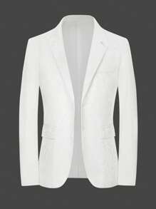 Calvornis 男士修身休闲西装外套，白色商务办公男士优雅时尚西装外套 - 白色 - 查看 4