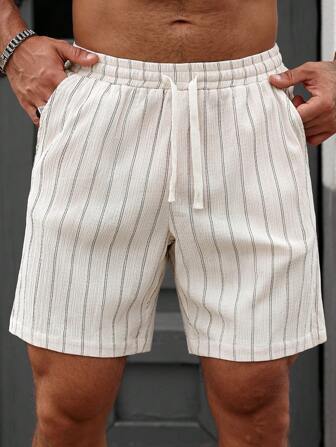 Manfinity RelaxMax Herren Shorts mit Kordelzug und elastischem Bund, gestreift, Lässig Sommer